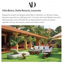 Architectural Digest covers Villa Bistro at Della Adventure and Resorts designed by Jimmy Mistry